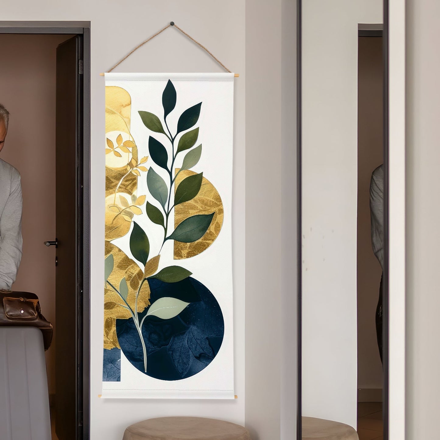 Large Wallpaper Style Wall Hanging Tapestry. Thick fabric, Ready to Hang Wall Décor. Size 24 In x 60 In. BOHOTPS004