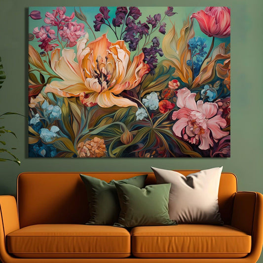 PAPER PLANE DESIGN Canvas Floral Wall Art: A Symphony of Nature's Elegance Large Size Canvas Framed Paintings For Living Room, Office, Home Decor. (FLWA19) - Khirki.in 