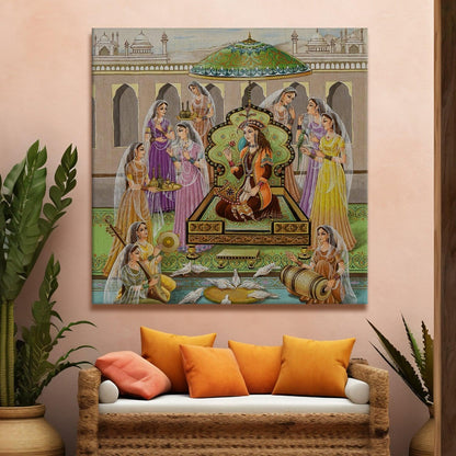 Mughal Wall Art Large Size Canvas Painting For Home Decoration (ETHWA31).