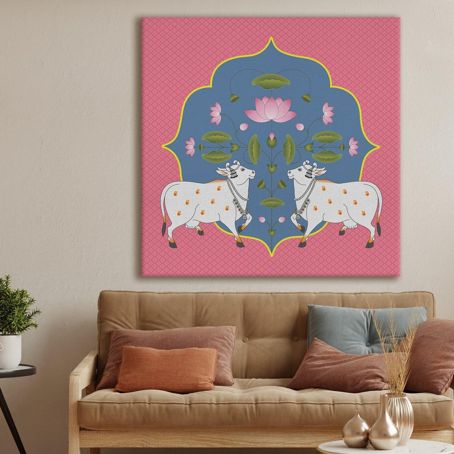 Indian Traditional Pichwai Wall Art Canvas Painting For Home Decor (PWA01).