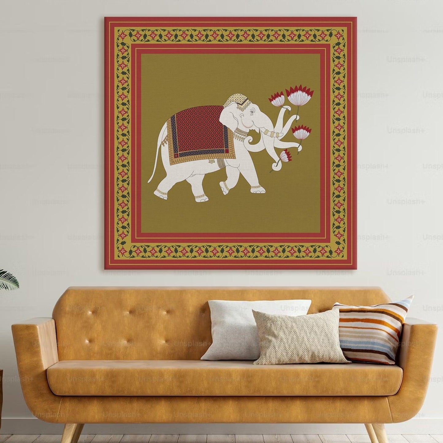 Mughal Indian Wall Art Large Size Canvas Painting For Bedroom wall Decoration (ETHWA30).