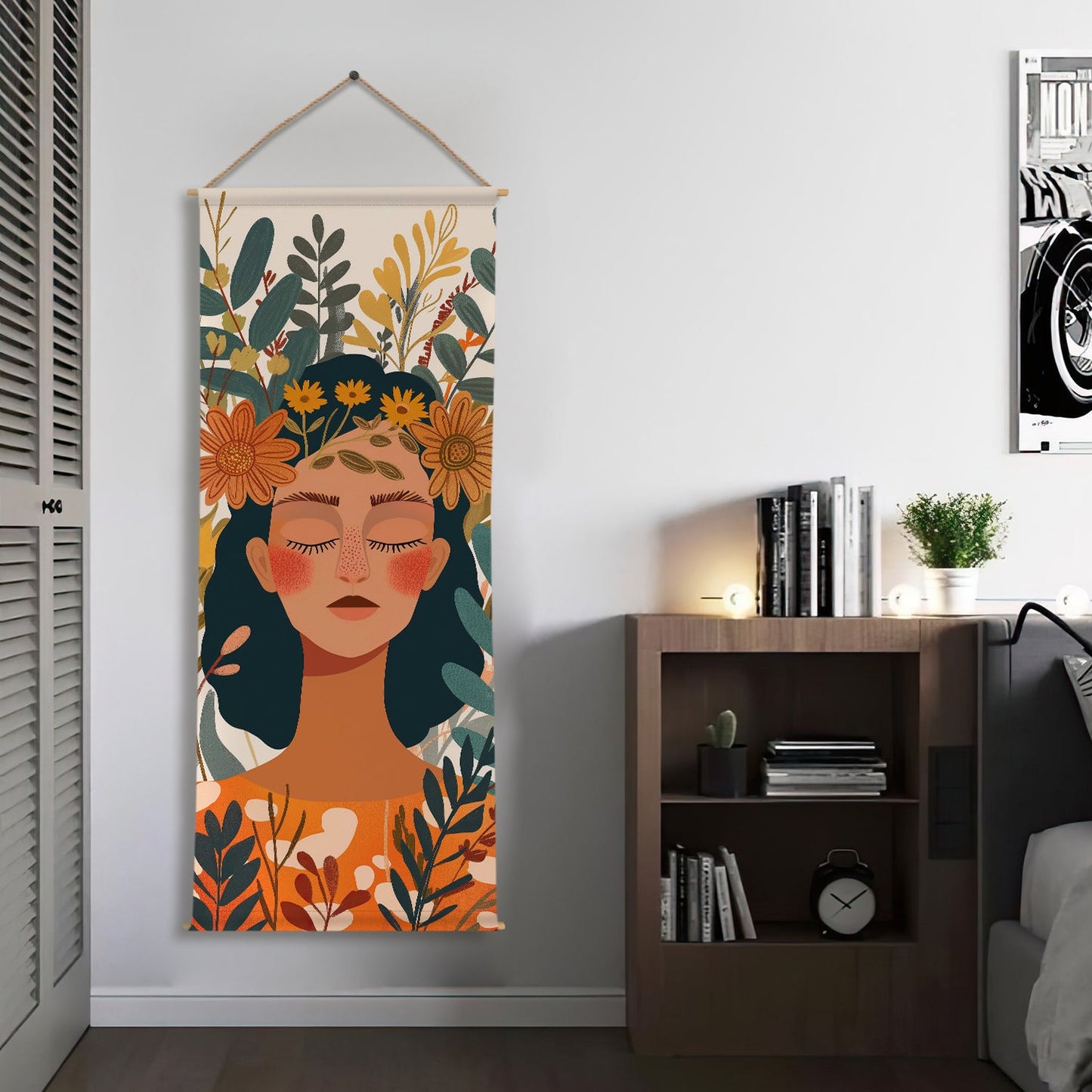 Large Wallpaper Style Wall Hanging Tapestry. Thick fabric, Ready to Hang Wall Décor. Size 24 In x 60 In. BOHOTPS007