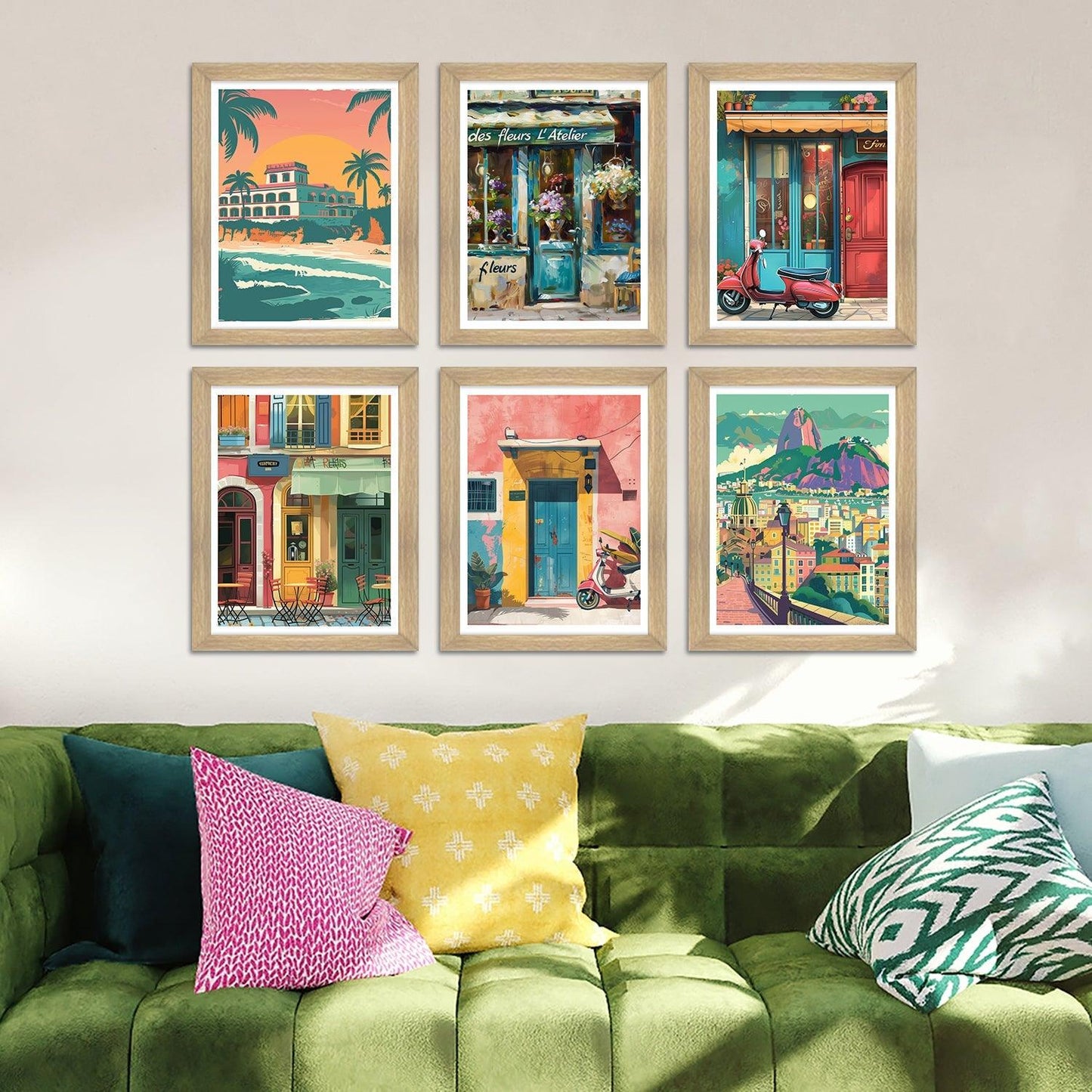 European Cafe & Travel Art Framed Poster Sets (ARTFM021) - Khirki.in 