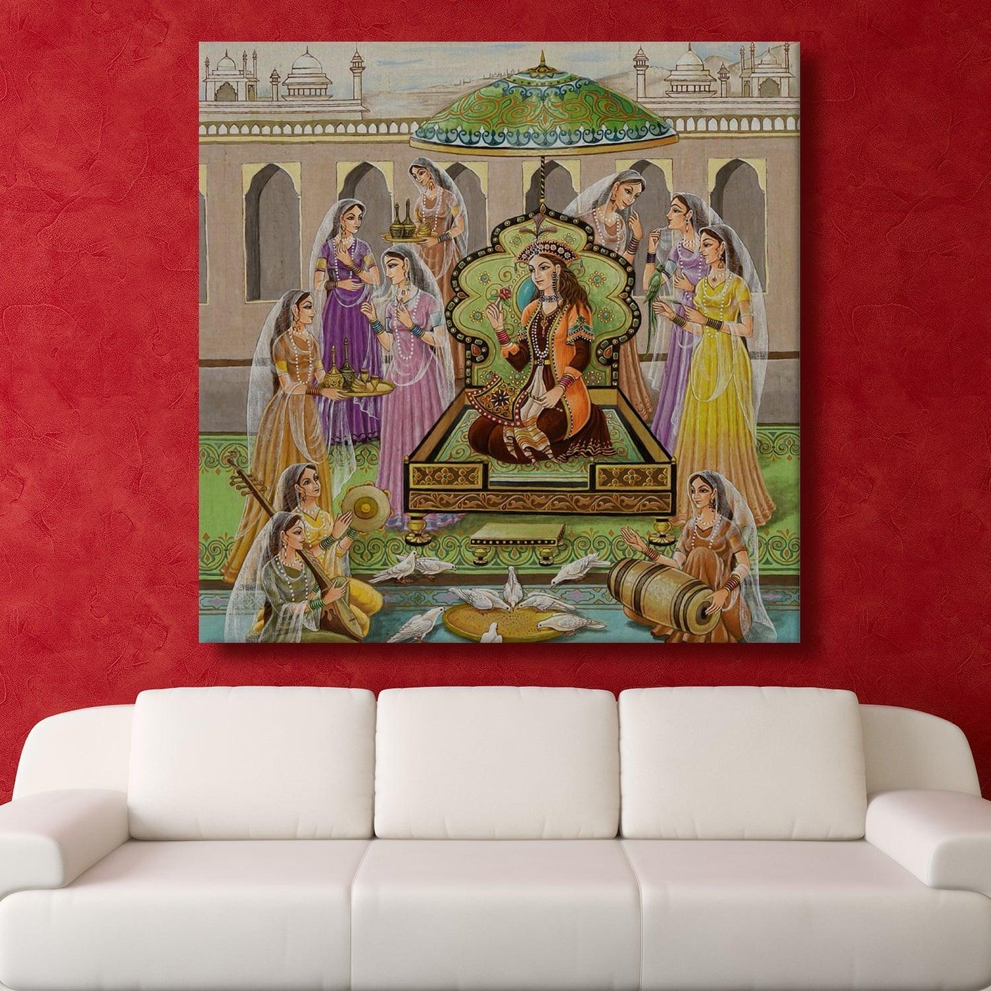 Mughal Wall Art Large Size Canvas Painting For Home Decoration (ETHWA31).