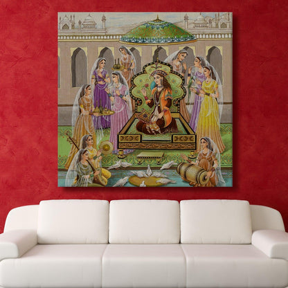 Mughal Wall Art Large Size Canvas Painting For Home Decoration (ETHWA31).