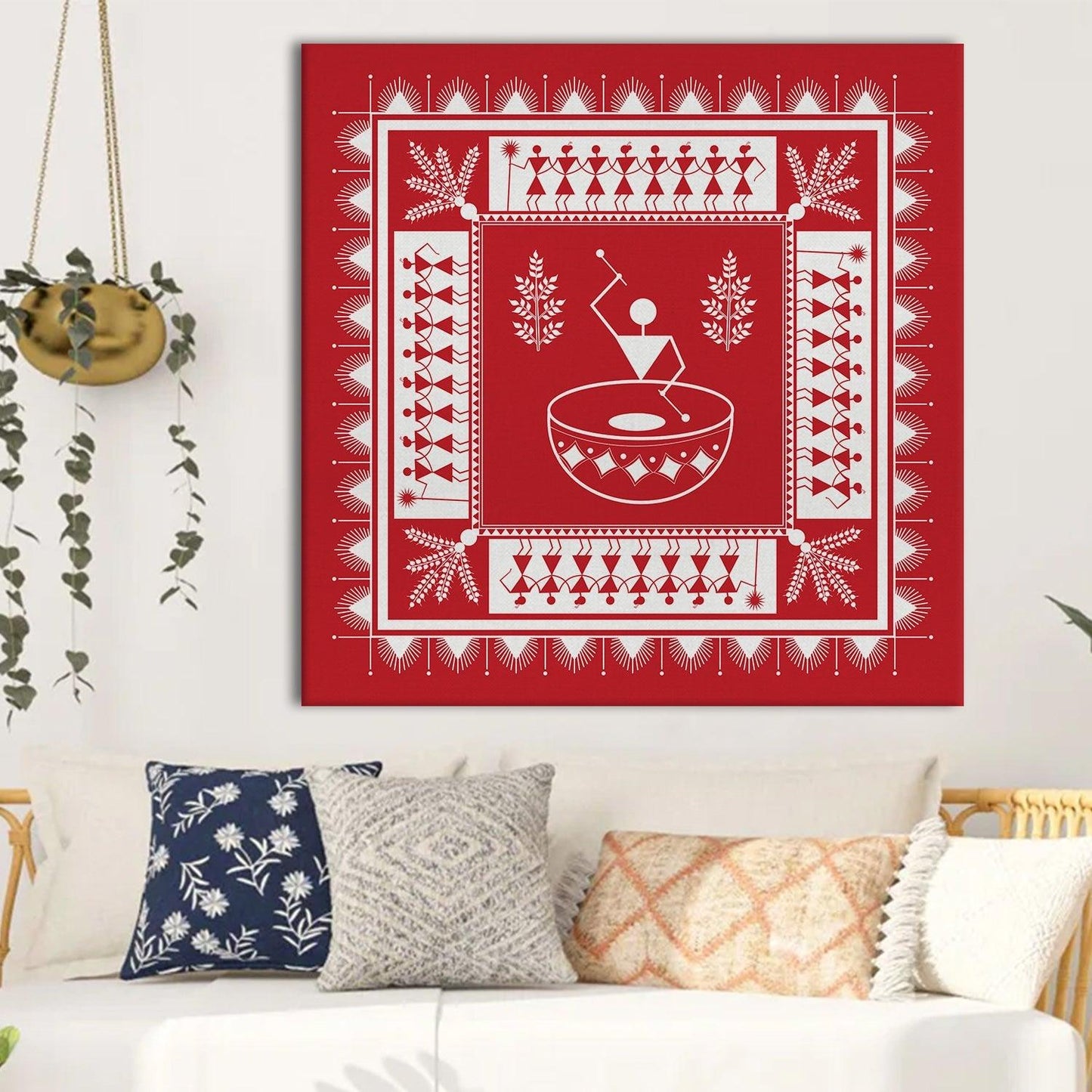 Warli Ethnic Wall Art Canvas Painting For Home Decor Ready To Hang Art