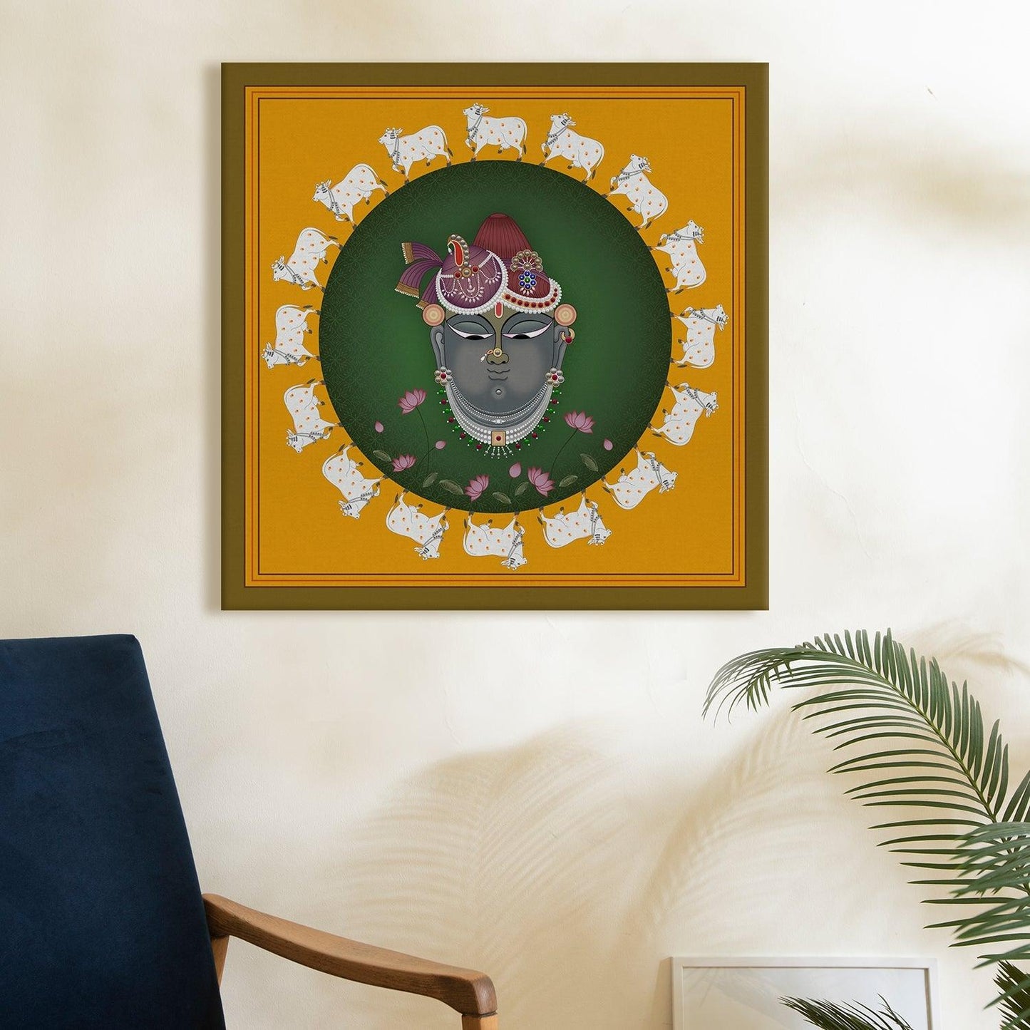 Traditional Indian Pichwai Wall Art Canvas Painting For Home Decor Ready To Hang (PWA03).