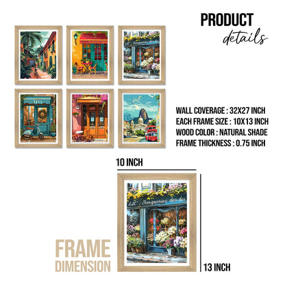 European Cafe & Travel Art Framed Poster Sets (ARTFM024) - Khirki.in 