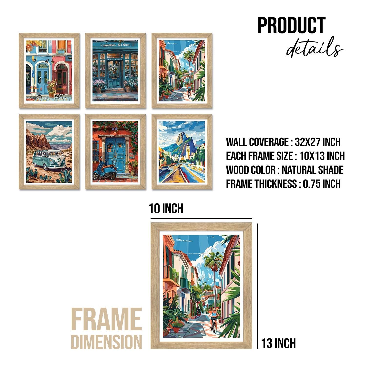 European Cafe & Travel Art Framed Poster Sets (ARTFM022) - Khirki.in 