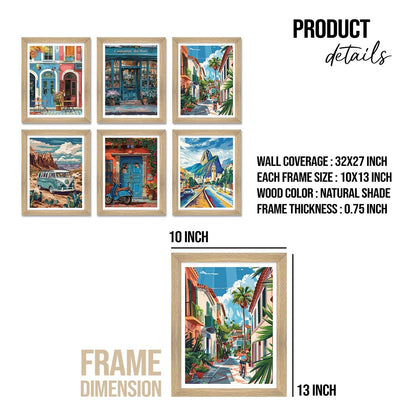 European Cafe & Travel Art Framed Poster Sets (ARTFM022) - Khirki.in 