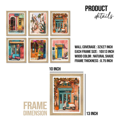 European Cafe & Travel Art Framed Poster Sets (ARTFM025) - Khirki.in 