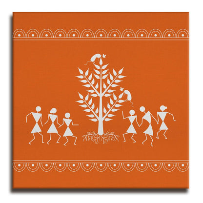 Ethnic Indian Warli Wall Art Canvas Painting For Home Decor Ready To Hang Art