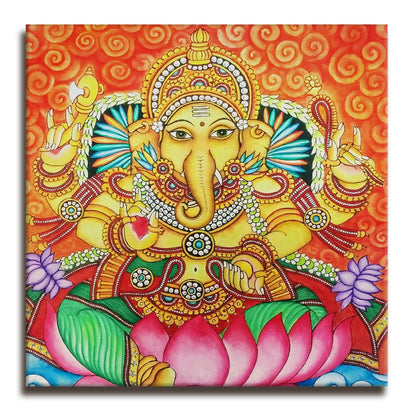 Indian Ethnic Kerala Mural Wall Art Large Size Canvas Painting For Home Decoration
