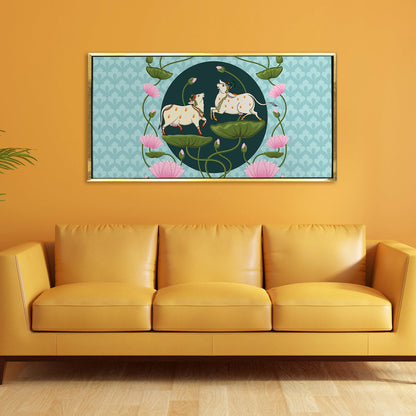 Traditional Indian Pichwai Wall Art Canvas Painting For Home Decor (PWA11).