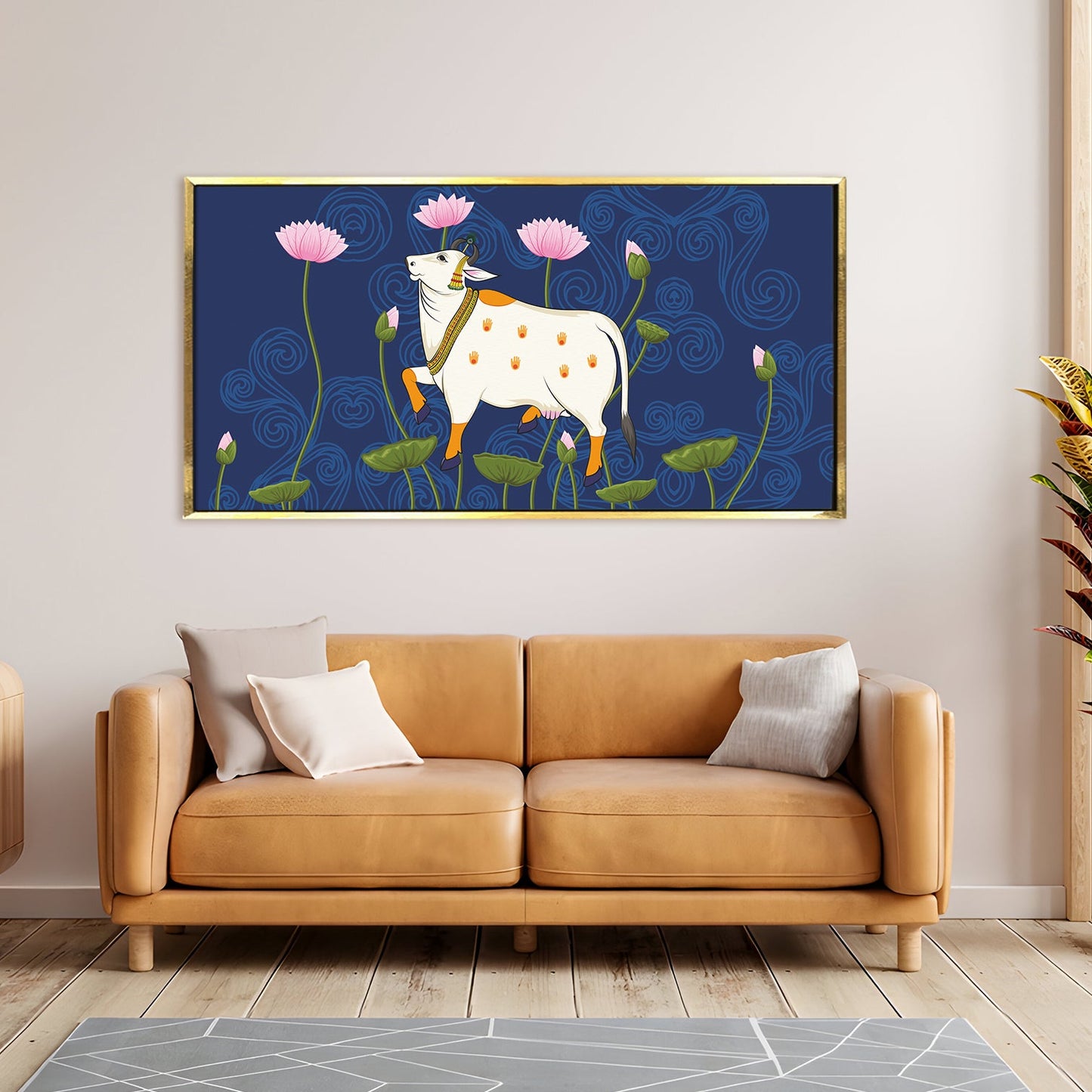 Traditional Indian Pichwai Wall Art Canvas Painting For Home Decor (PWA12).