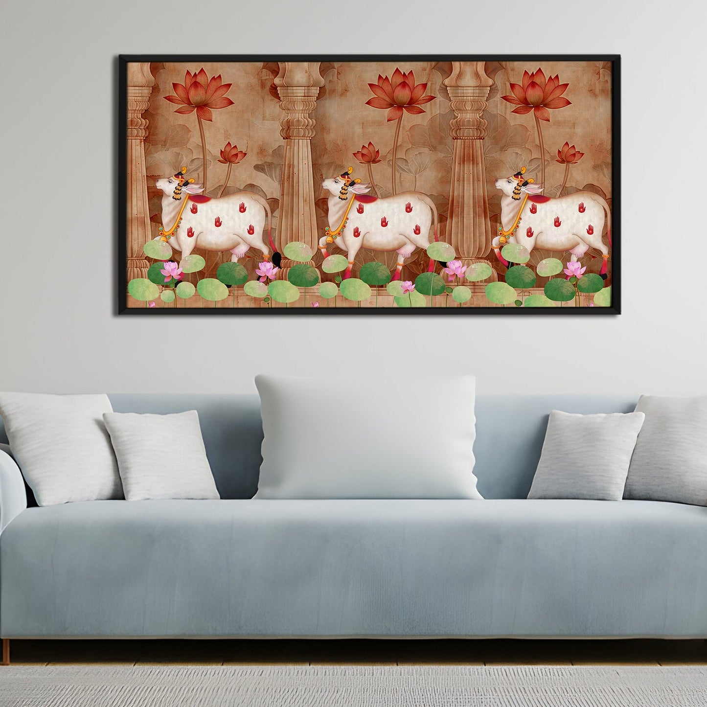 Traditional Indian Pichwai Wall Art Canvas Painting For Home Decor (PWA07).