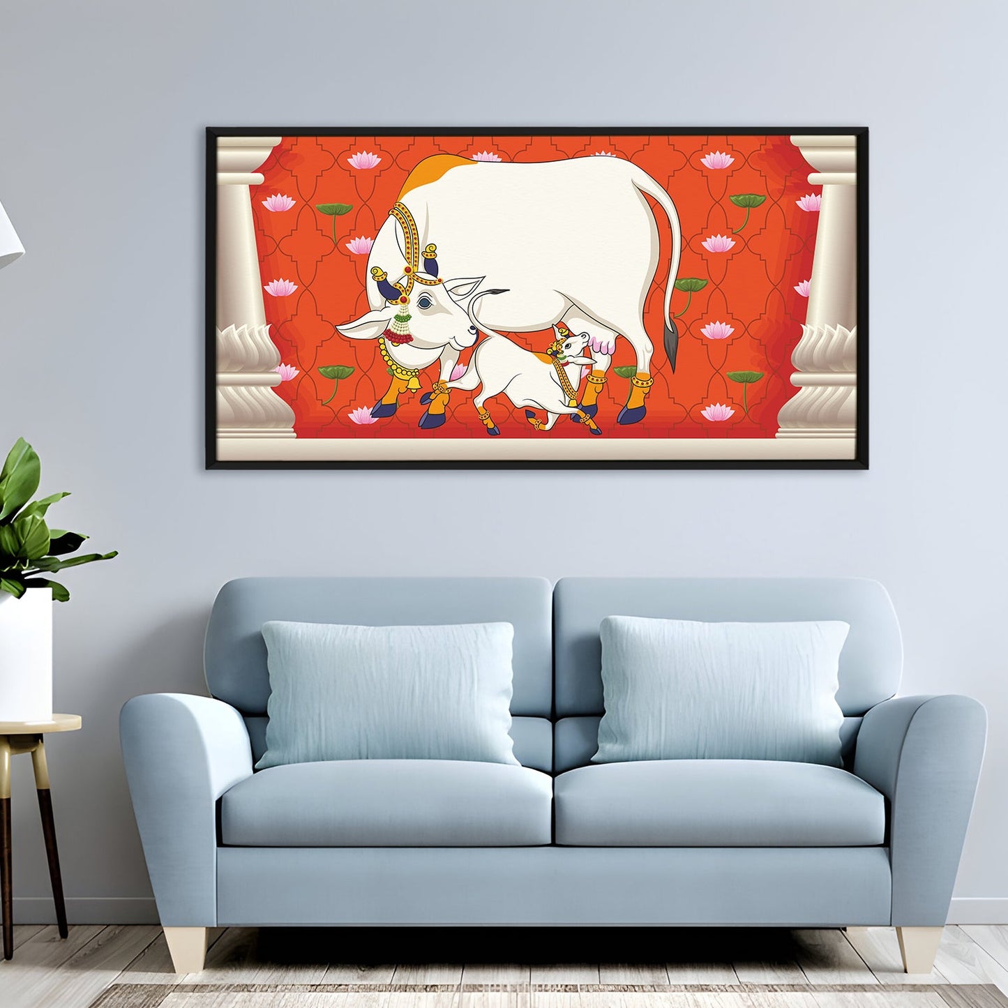 Traditional Indian Pichwai Wall Art Canvas Painting For Home Decor (PWA13).