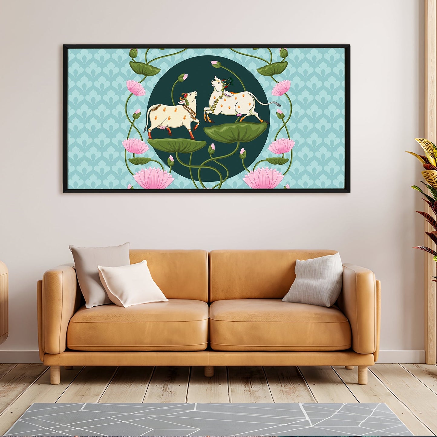 Traditional Indian Pichwai Wall Art Canvas Painting For Home Decor (PWA11).