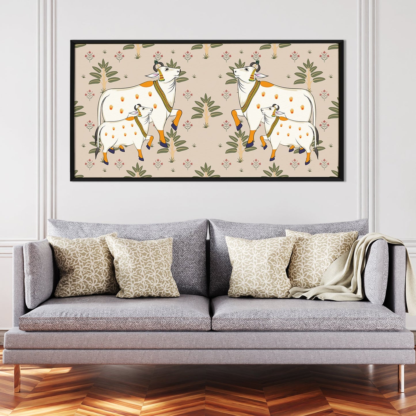 Traditional Indian Pichwai Wall Art Canvas Painting For Home Decor (PWA15).