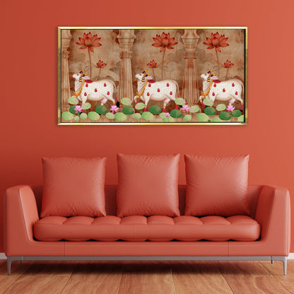 Traditional Indian Pichwai Wall Art Canvas Painting For Home Decor (PWA07).