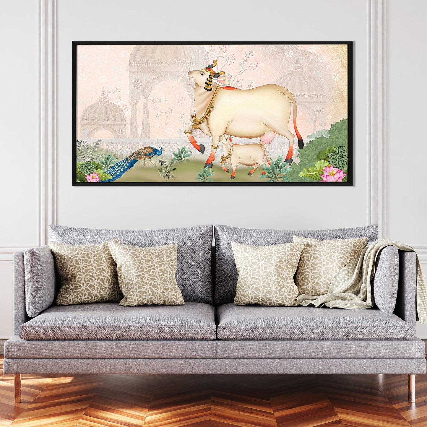 Traditional Indian Pichwai Wall Art Canvas Painting For Home Decor (PWA06).