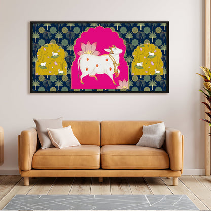 Traditional Indian Pichwai Wall Art Canvas Painting For Home Decor (PWA10).