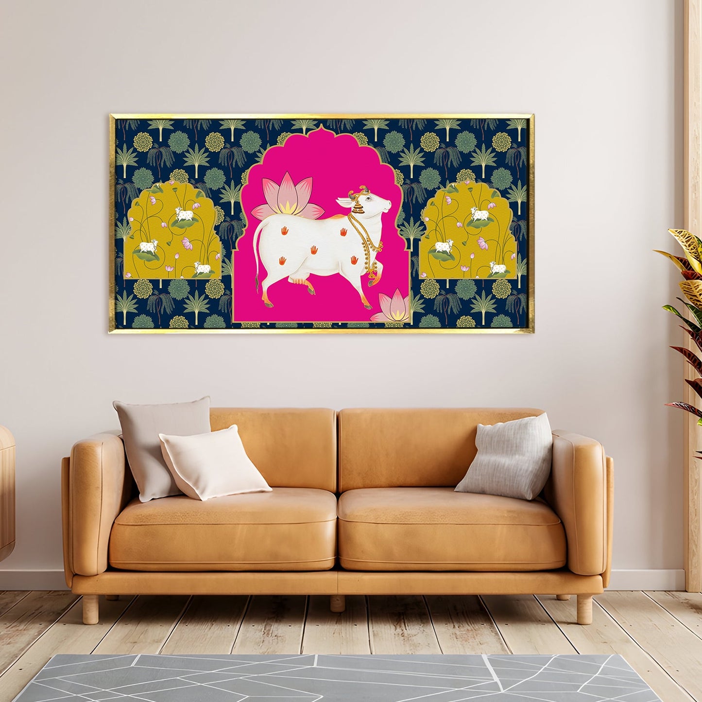 Traditional Indian Pichwai Wall Art Canvas Painting For Home Decor (PWA10).