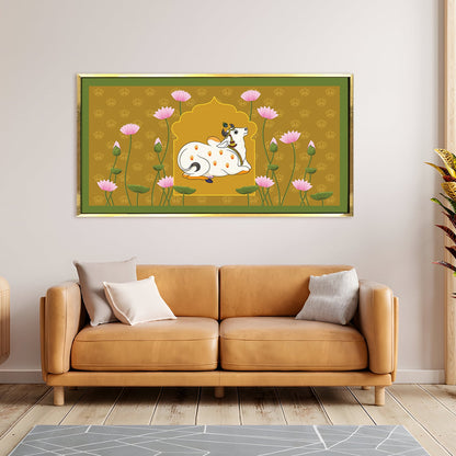 Traditional Indian Pichwai Wall Art Canvas Painting For Home Decor (PWA14).