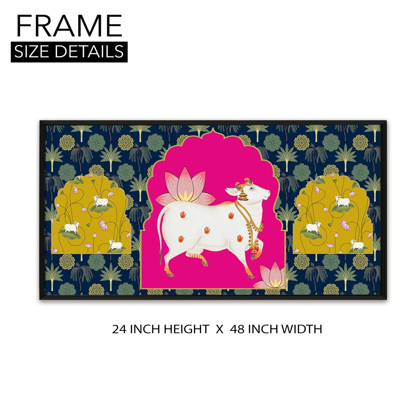 Traditional Indian Pichwai Wall Art Canvas Painting For Home Decor (PWA10).