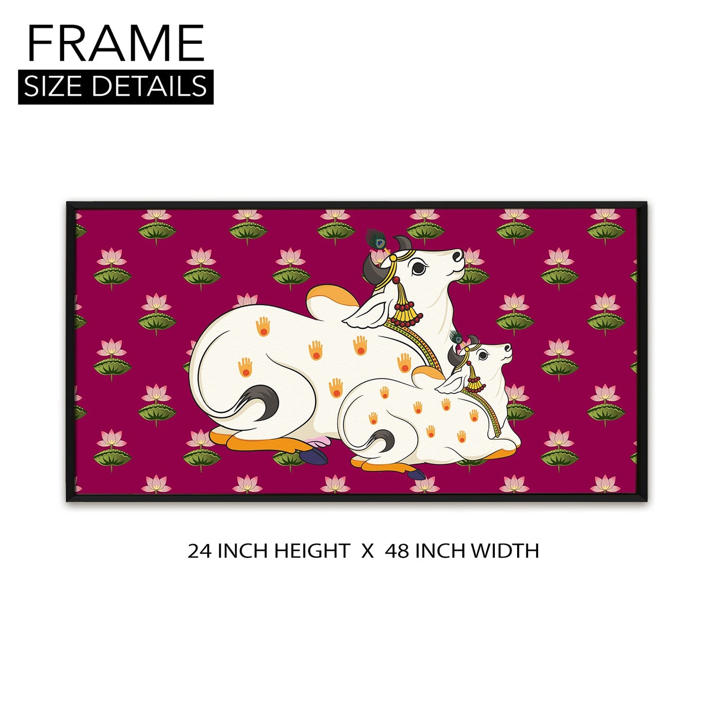 Traditional Indian Pichwai Wall Art Canvas Painting For Home Decor (PWA09).