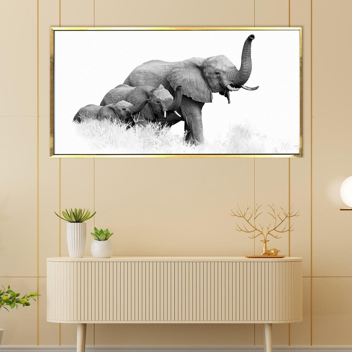 Elephant Vastu Wildlife Canvas Painting