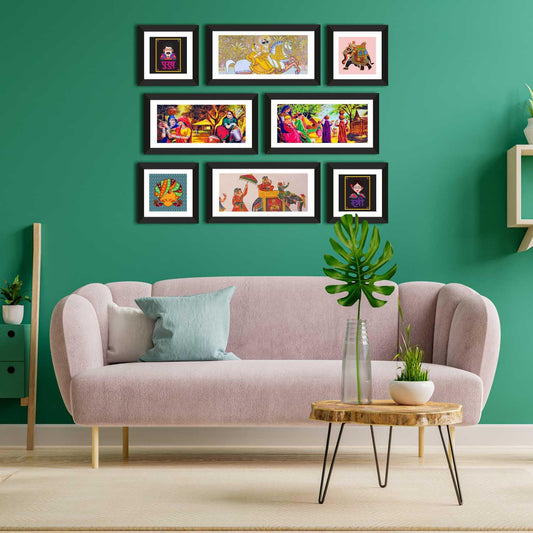 Ethnic Indian Rajasthani Canvas Painting Framed for Living Room and Hotel 