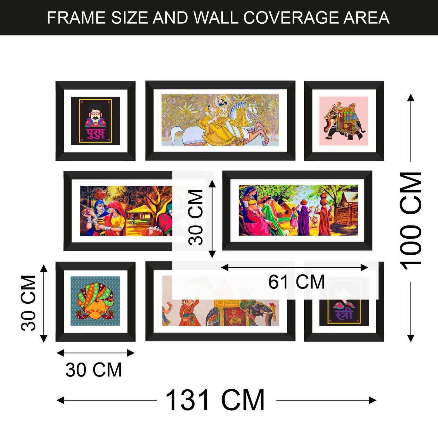 Ethnic Indian Rajasthani Canvas Painting Framed for Living Room and Hotel 