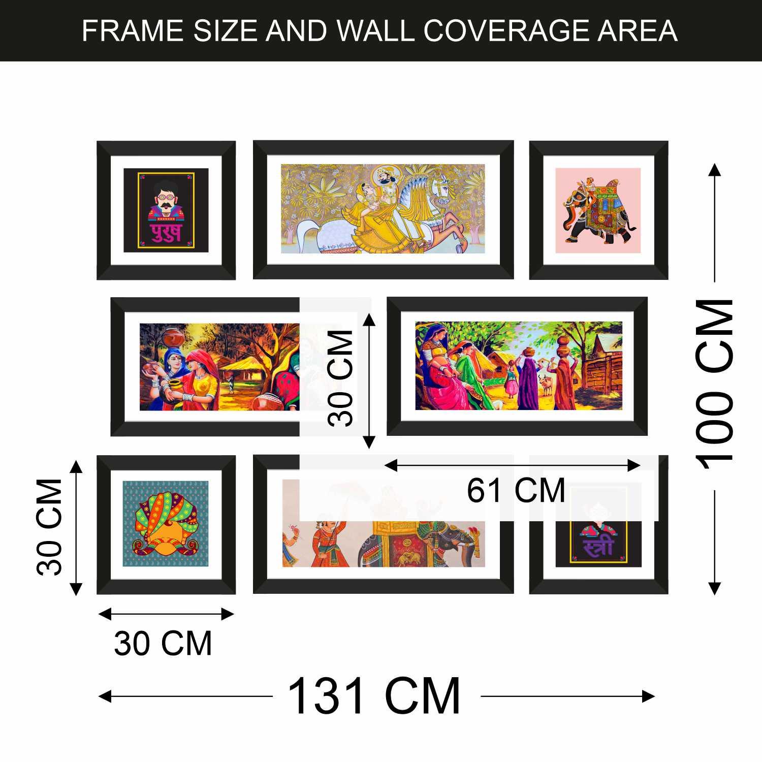 Ethnic Indian Rajasthani Canvas Painting Framed for Living Room and Hotel 