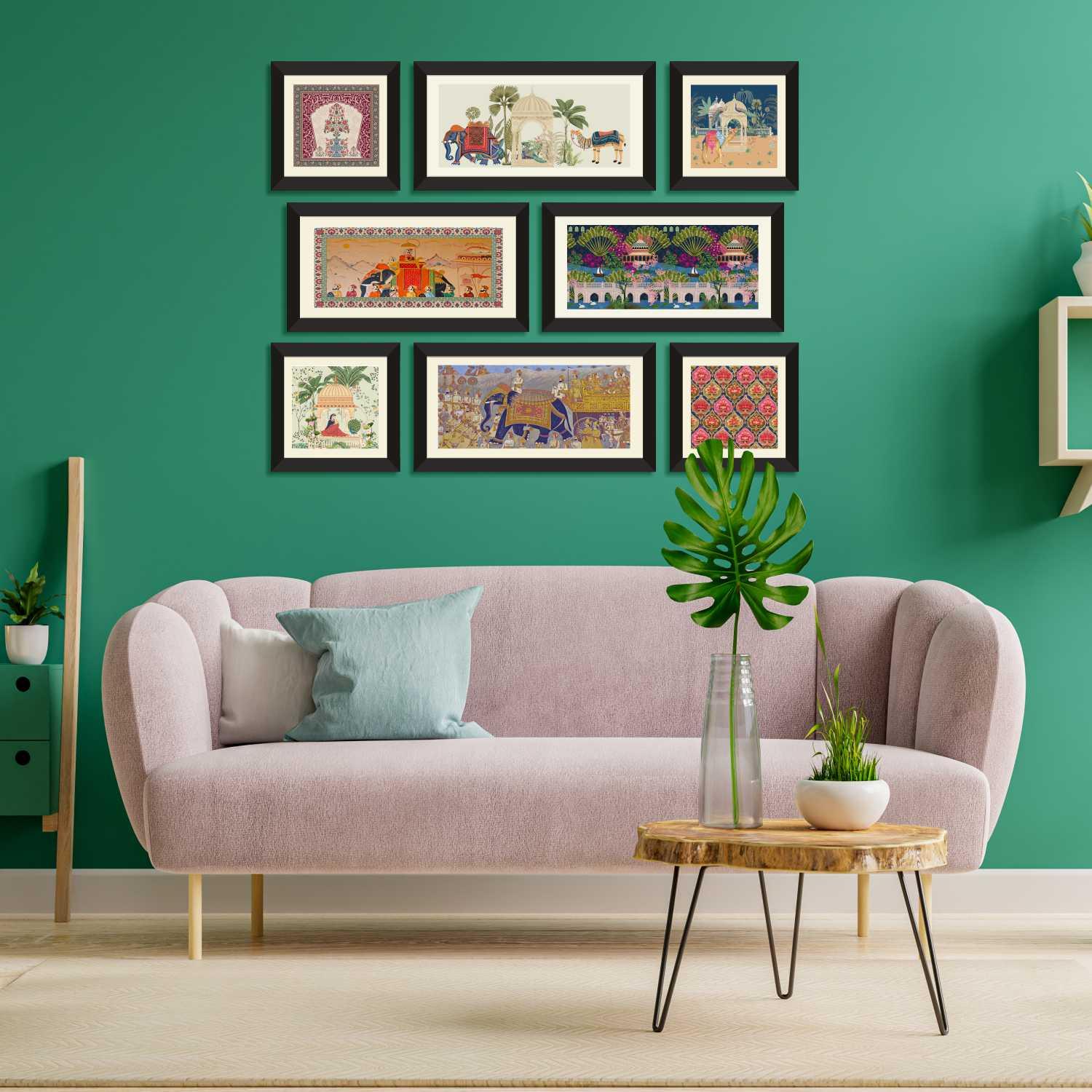 Ethnic Indian Canvas Painting Framed For Home and Office Decor