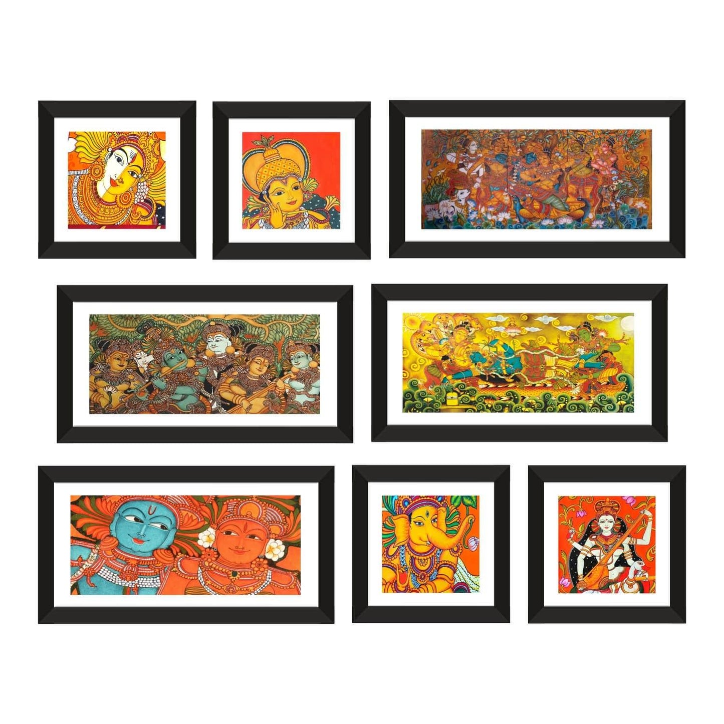 Ethnic Indian Kerala Canvas Painting Framed for Living Rooms and Hotels Decoration