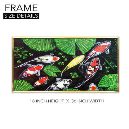 Feng Shui Koi Fish Canvas Painting Framed For Living Room