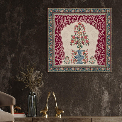 Indian Traditional Mughal Queen Canvas Painting For Living Rooms (24 X 24 Inch) (ETHWA28).