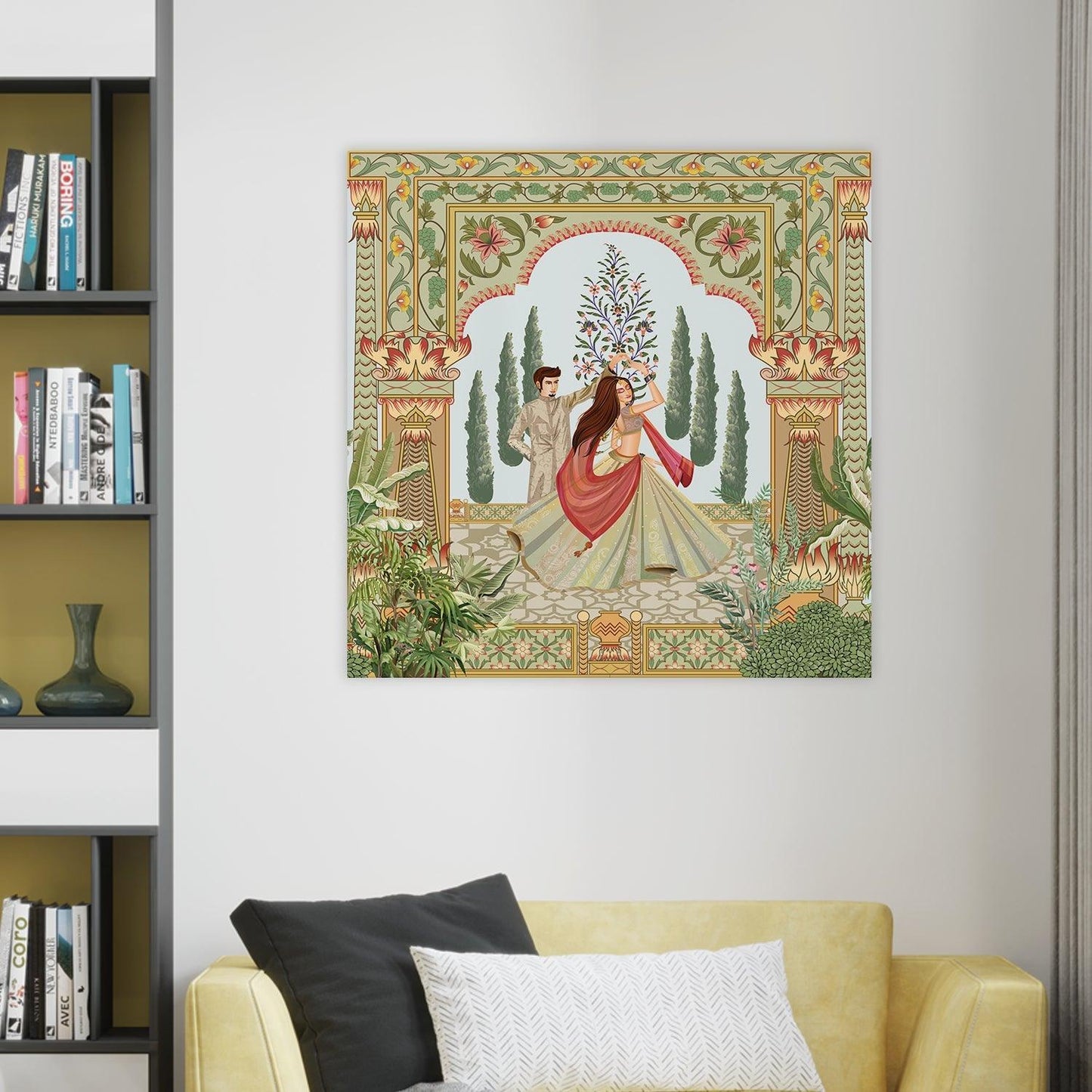 Indian Traditional Mughal Queen Canvas Painting For Living Rooms (24 X 24 Inch) (ETHWA28).