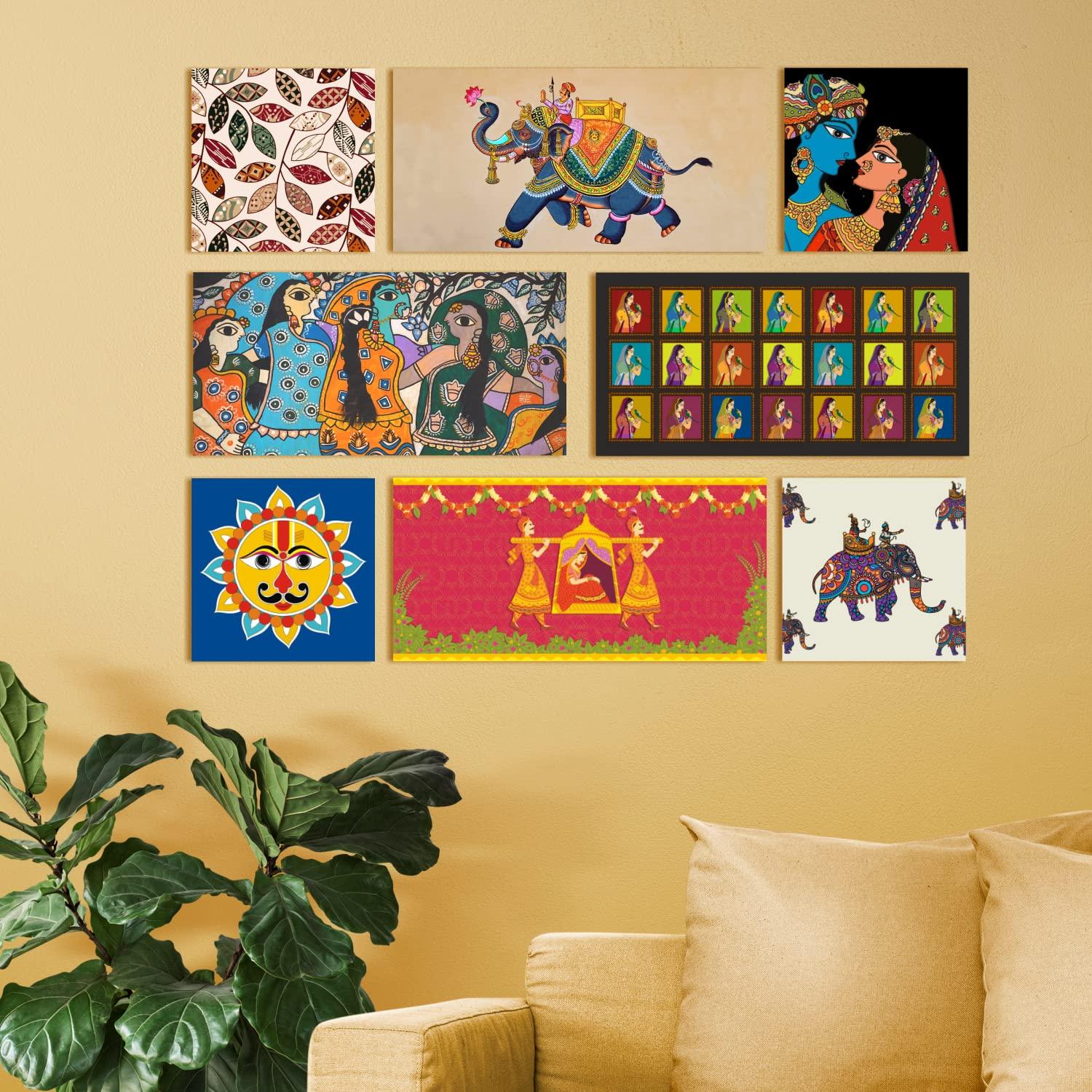 Madhubani Canvas Painting Frame For Living Room and Hotel 