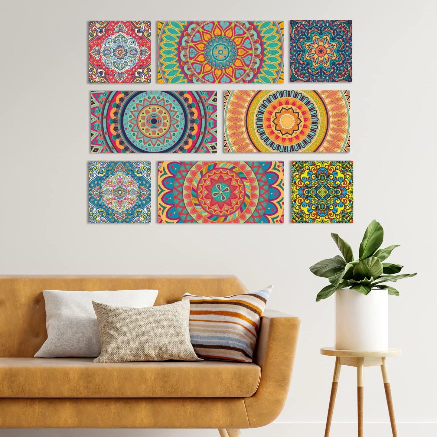 Ethnic Indian Mandala Canvas Painting For Living Room and Hotel 