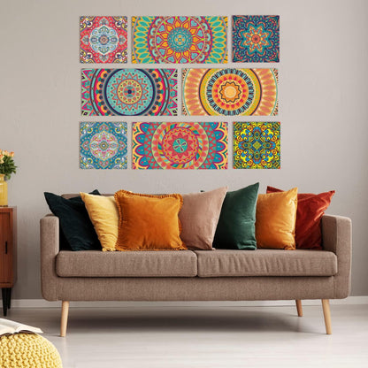 Ethnic Indian Mandala Canvas Painting For Living Room and Hotel 