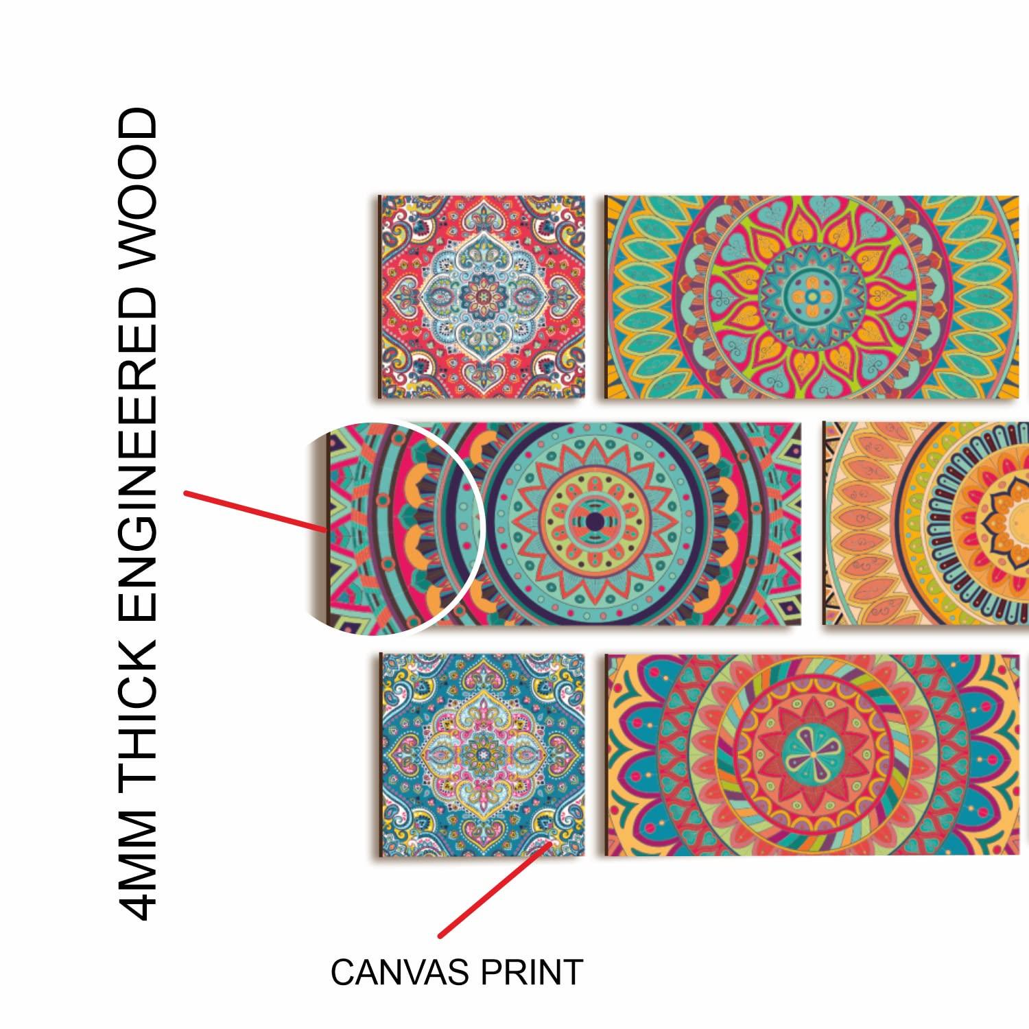 Ethnic Indian Mandala Canvas Painting For Living Room and Hotel 