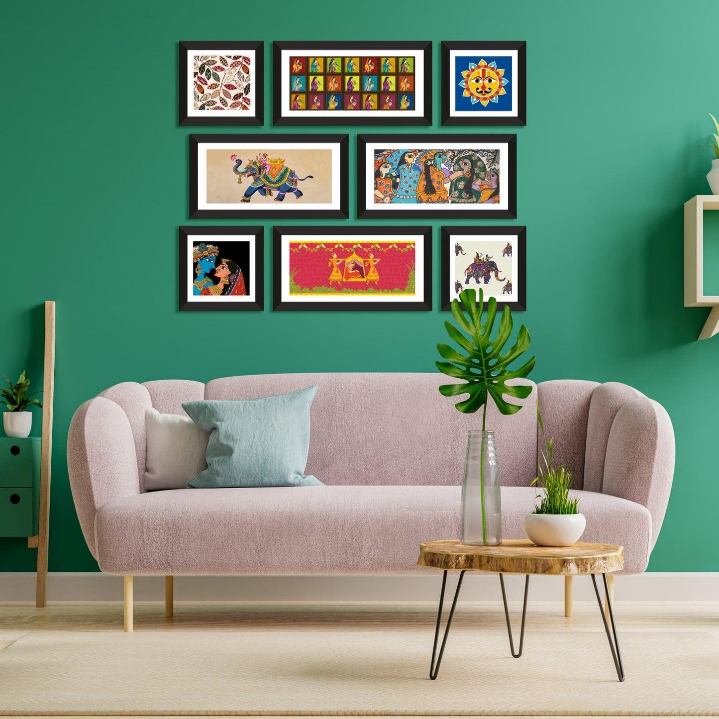 Madhubani Canvas Painting Framed For Living Room and Hotel