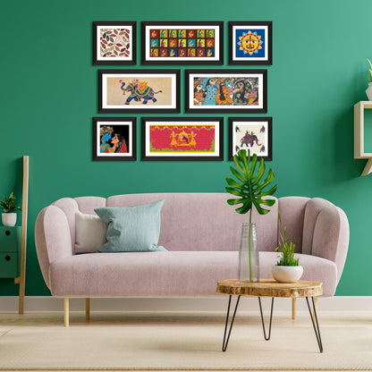 Madhubani Canvas Painting Framed For Living Room and Hotel