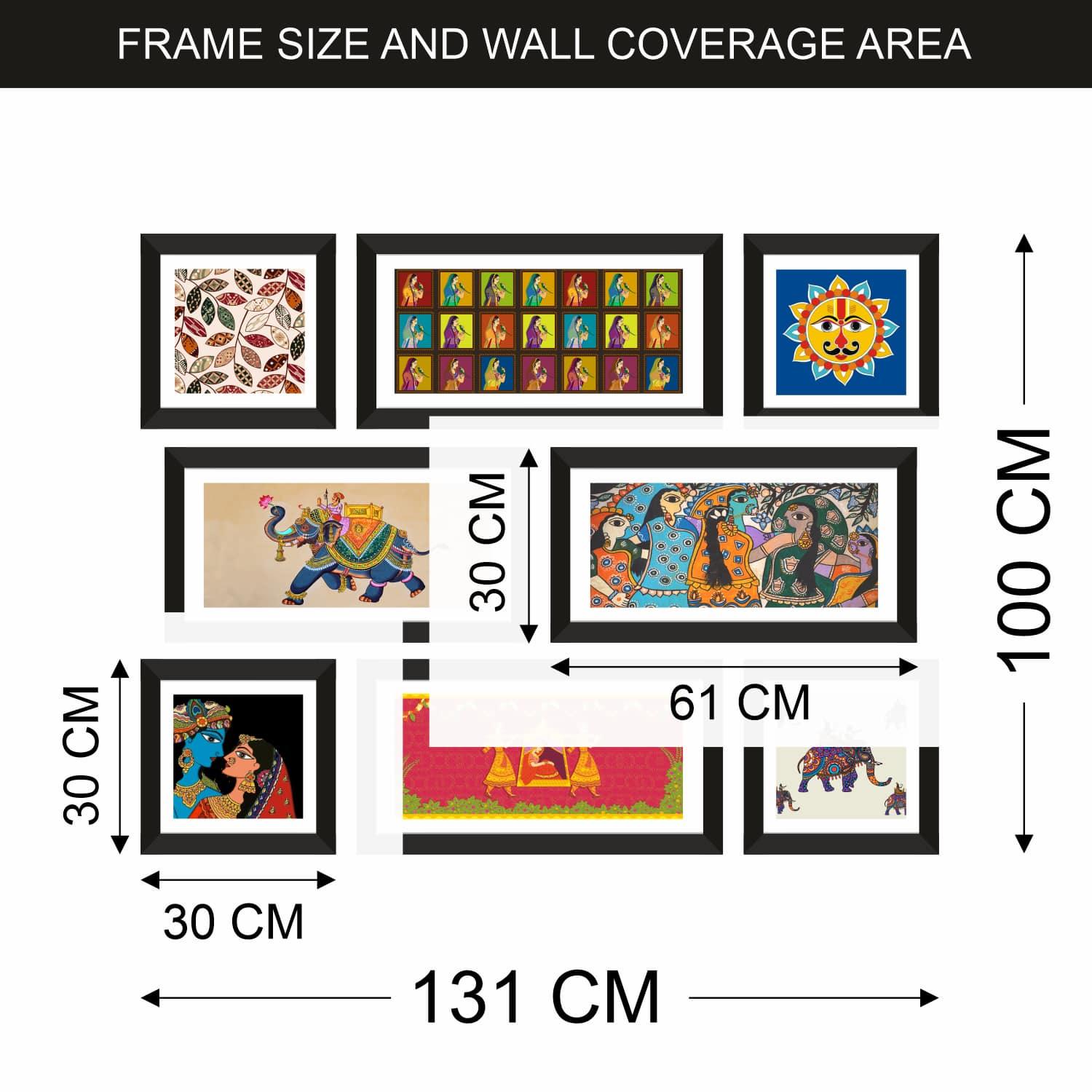 Madhubani Canvas Painting Framed For Living Room and Hotel