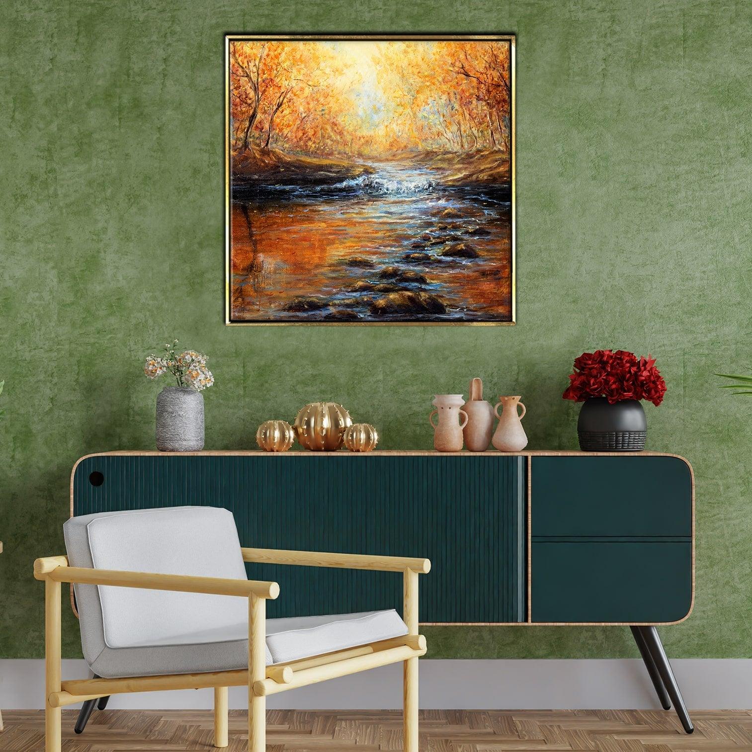 River Vastu Canvas Paintings Framed For Home and Office