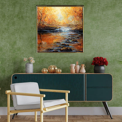 River Vastu Canvas Paintings Framed For Home and Office