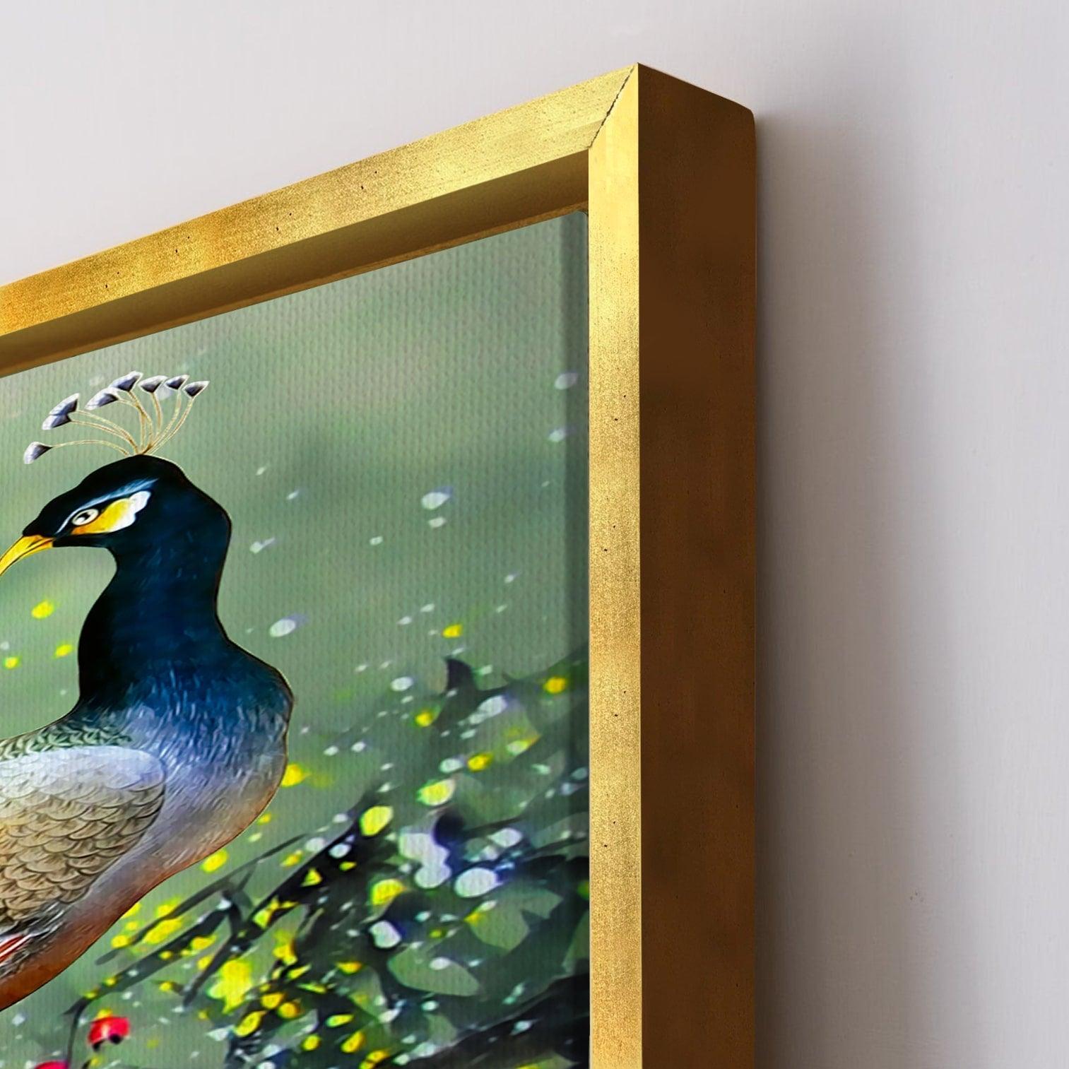 Peacock Vastu Canvas Painting Framed for Living Room Wall