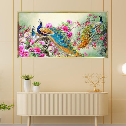 Peacock Vastu Canvas Painting Framed for Living Room Wall